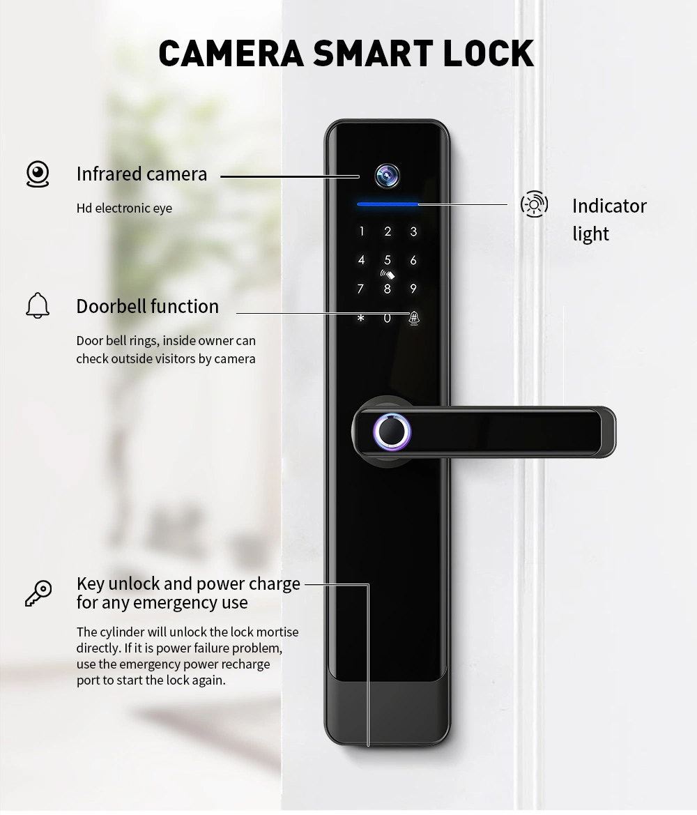 Guangdong Tuya Electronic Digital Sliding Handle Smart Door Lock with Camera