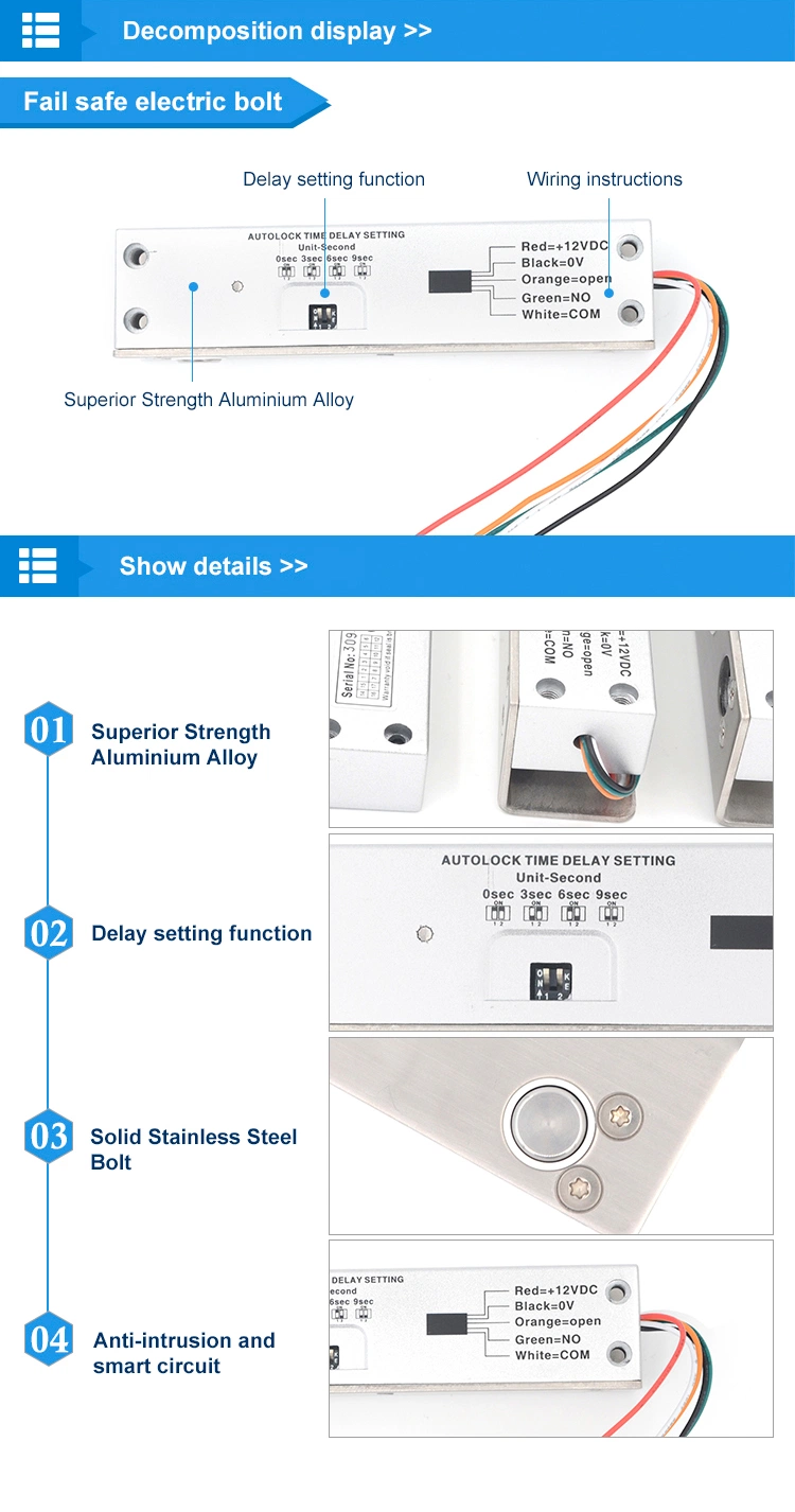 Low Temperature Durable LED Indicator Electric Bolt Lock