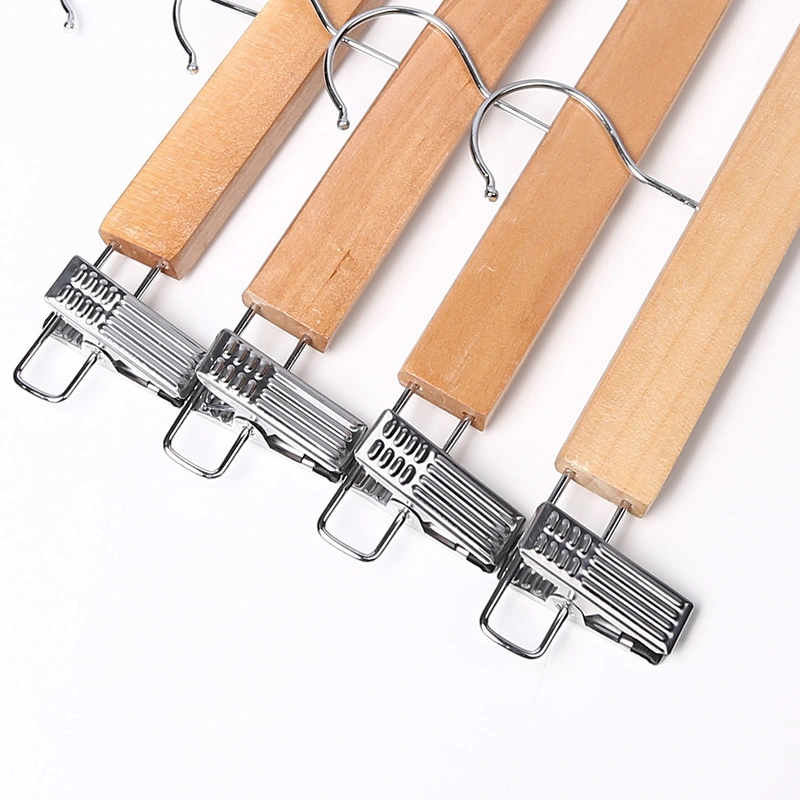 Supply Lotus Wooden Pant Hanger Adjustable Clip Pant Hangers for Stores