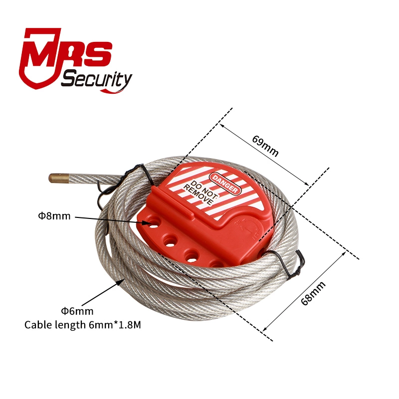 Safety Cable Lockout 1.8m Length Adjustable Security Lockout Steel PVC Cable
