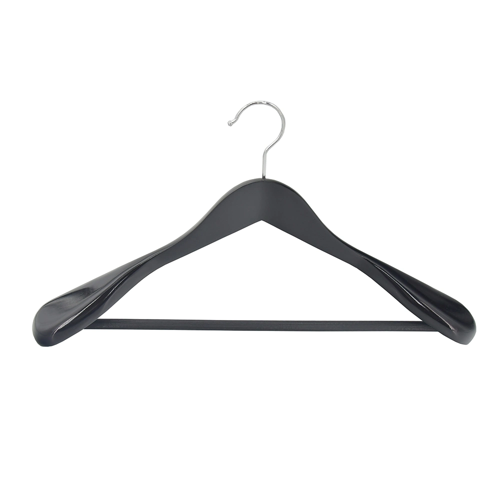 High Quality Luxury Wood Suit Hanger Wide Shoulder Clothes Hanger with Bar