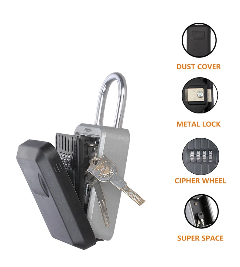 Waterproof Portable Large Capacity Black Aluminum Alloy Safe Key Storage Lock Box with Handle