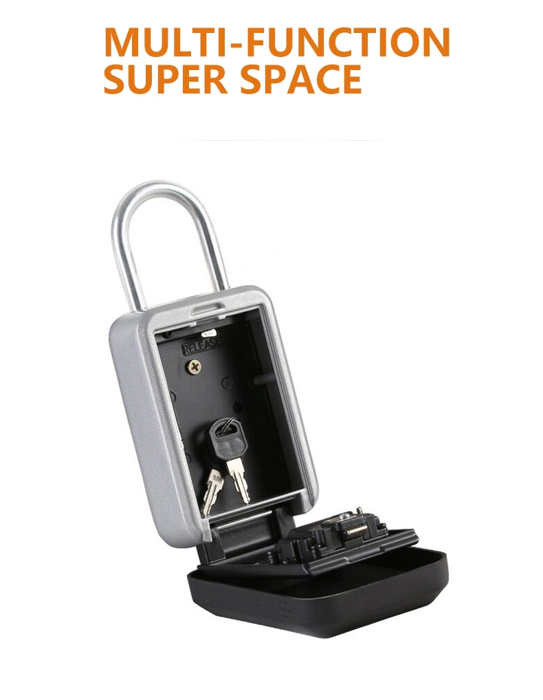 Waterproof Portable Large Capacity Black Aluminum Alloy Safe Key Storage Lock Box with Handle