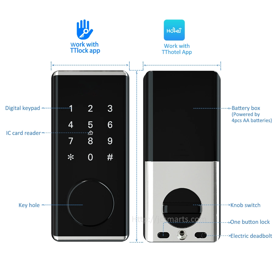 Apartment Wireless Electronic Deadbolt Digital Lock with Ttlock APP for Homes