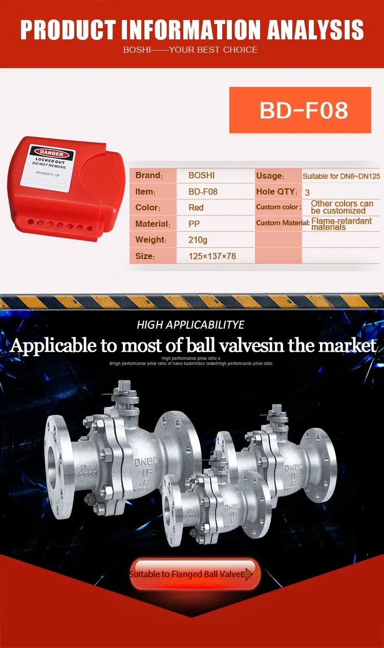 Bozzys Safety PP Adjustable Standard Flanged Ball Gate Valve Lockout