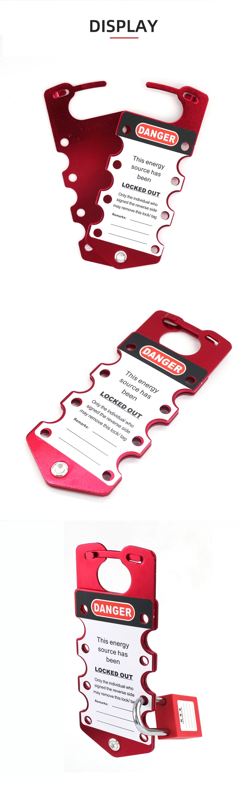 Writable Safety Aluminum Plate Hasp Red Lockout Hasp for Industry