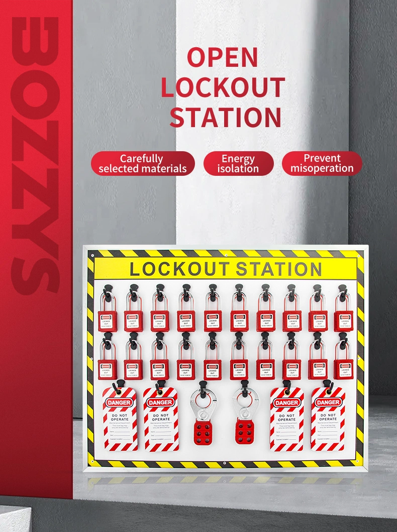 Bozzys 1220*800mm Industrial Safety Open Fixed-Point Lockout/Tagout Shadowboard with Warning Stickers