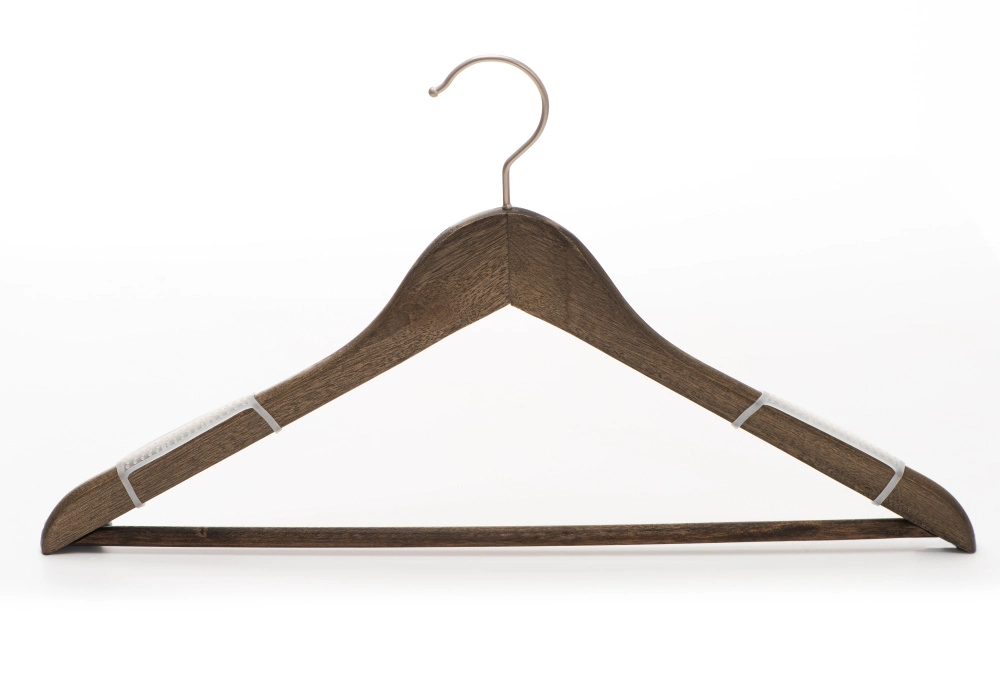 Hot Sale Antique Cheap Wooden Top Hanger Suit Hanger with Antislip Strip