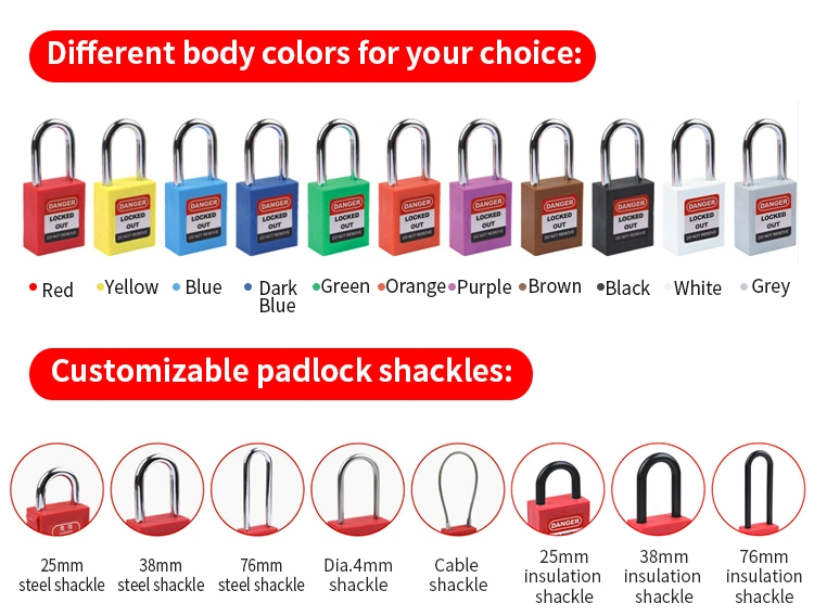 38mm Plastic Nylon Shackle Non-Conductive Safety Padlock
