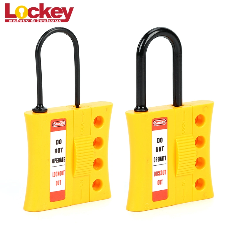 High Quality Factory Direct Nylon Insulation Lockout Hasp with 4 Locks Yellow Master