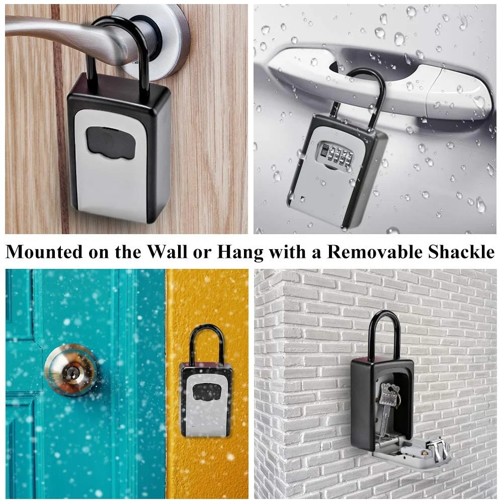 Large Wall Mount Metal Lockbox Code Combination Safe Key Storage Lock Box for Keys Outdoor