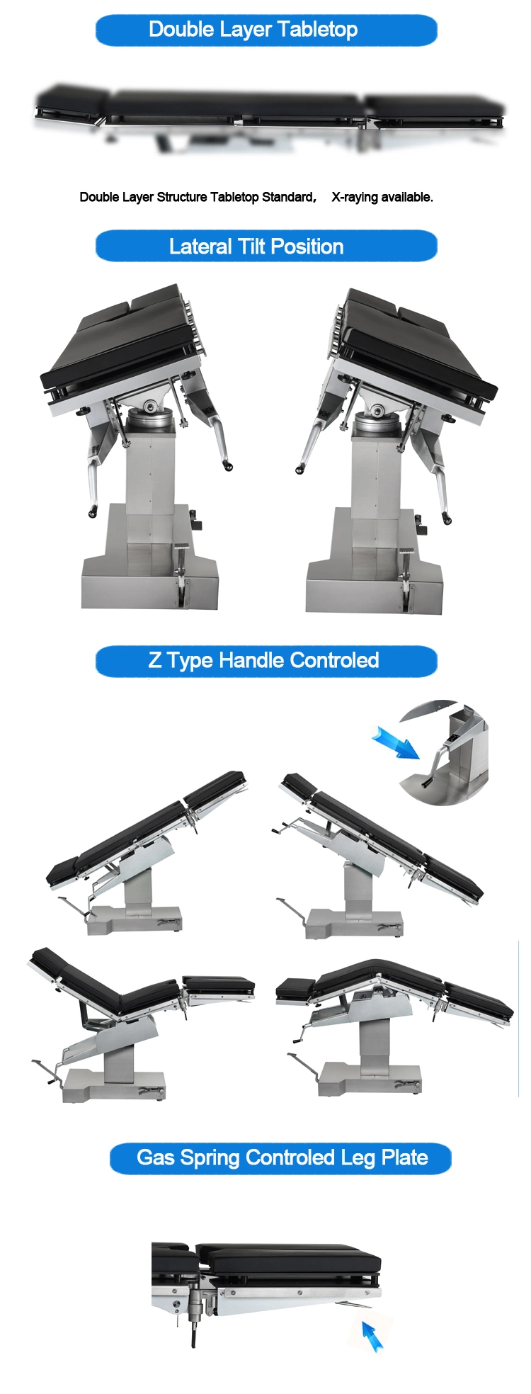 Multi Position Hydraulic Operation Table with Kidney Bridge for Abdominal Surgery (HFMH3008AB)