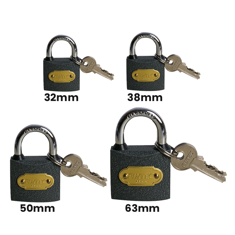Fixtec Iron Padlocks Keyed Alike 32mm/38mm/50mm/63mm Wide Lock Body Padlocks with 3PCS Same Keys