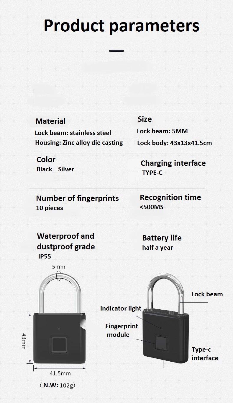 Security Padlocks Bulk Wholesale Smart Lock Supplier Master Lock Fingerprint Padlock