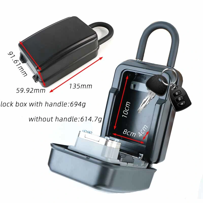 Wall Amount Waterproof Metal Lockbox Safe Key Lock Box with Emergency Key