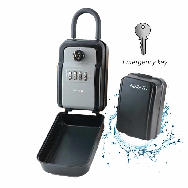 Wall Amount Waterproof Metal Lockbox Safe Key Lock Box with Emergency Key