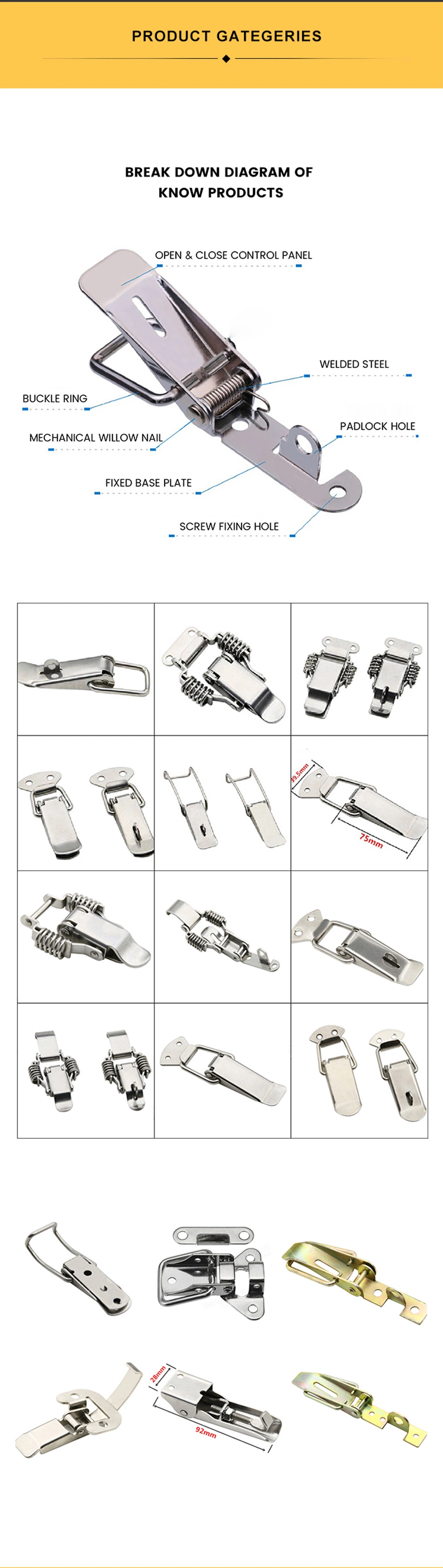 Stainless Steel Spring Toggle Lock, Tool Box Hasp Latch