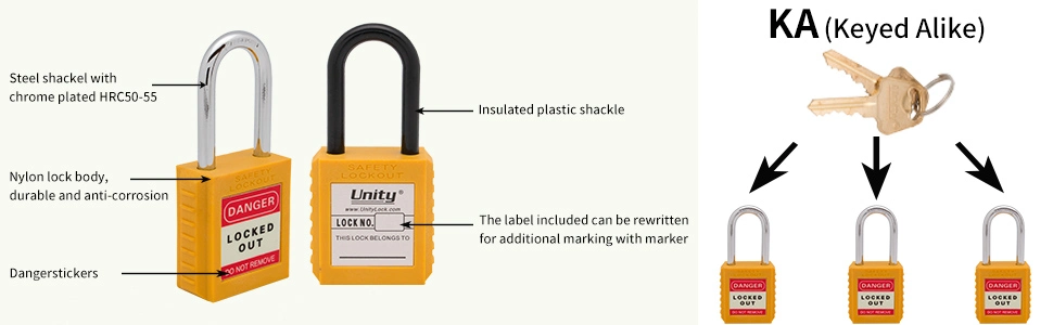 Keyed Padlock with Steel Shackle for Lockout Tagout Blue