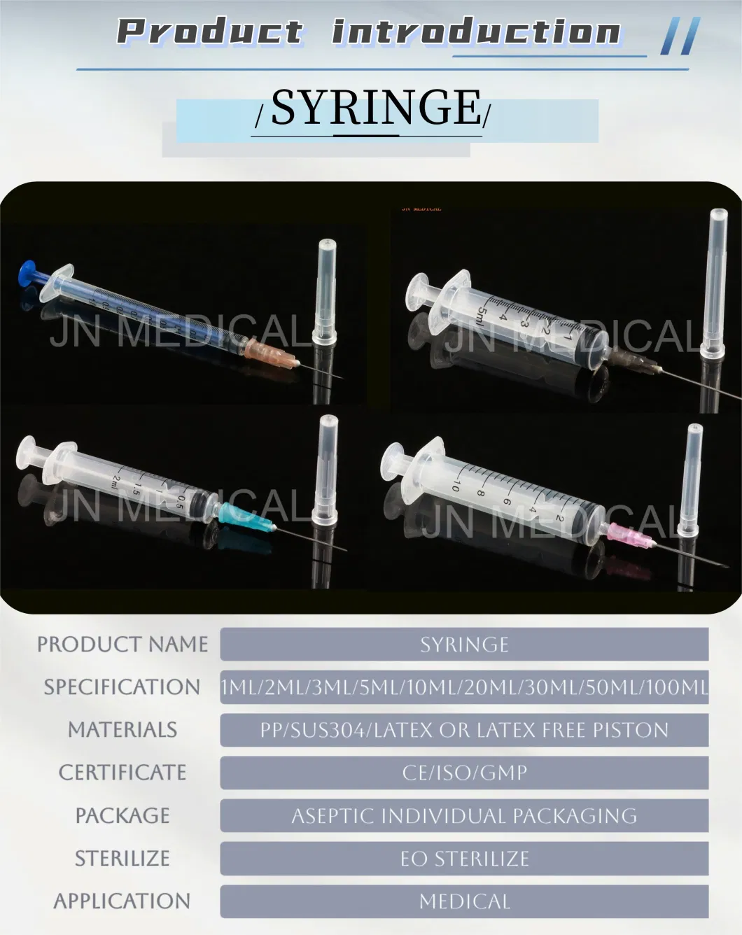 Medical Disposable Sterile Injection Plastic Syringe Luer Lock/Slip with CE and ISO