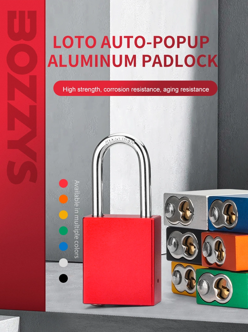 Compact Anodized Automatic Pop-up Aluminium Padlock for Industrial Lockout-Tagout