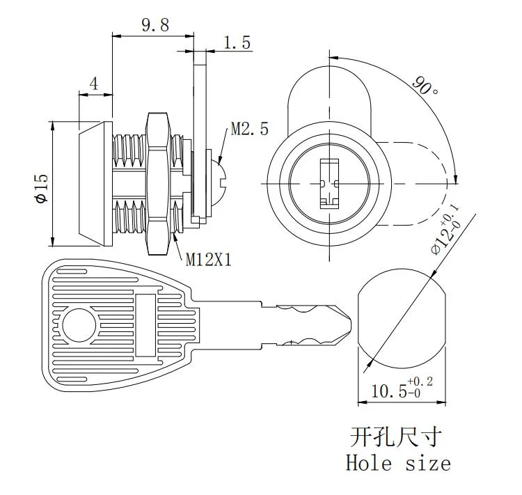 Safe Zinc Alloy Keyed Alike Euro Cylinder Small Cam Lock