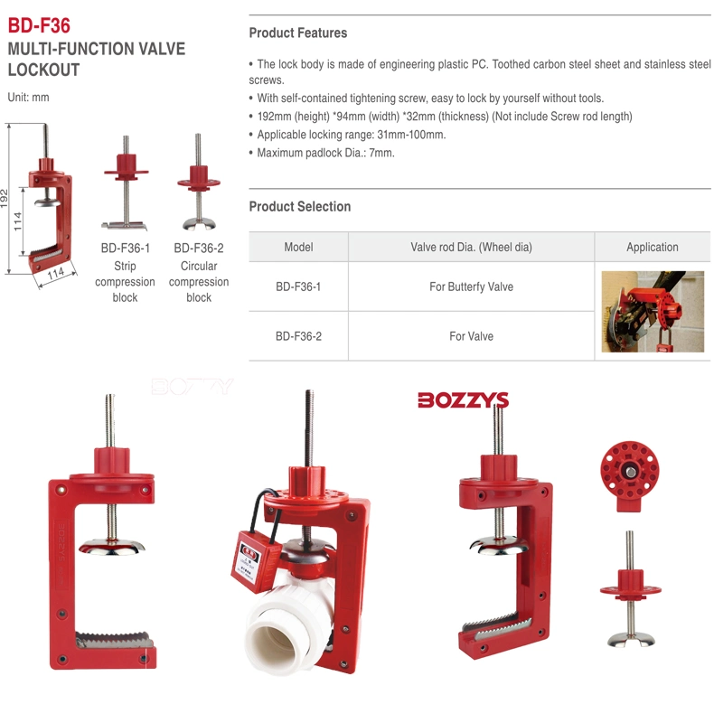 Butterfly Valve Lockout for Valve Handle From 31mm to 100mm