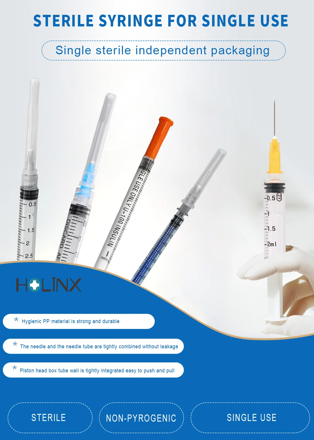 Disposable Plastic Syringe 3ml Luer Lock with Needle for Single Use