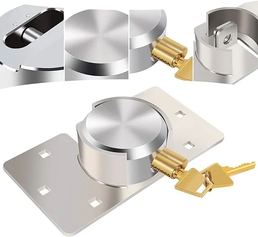 High Security Hasp Trailer Door 73mm Hockey Reinforced Hidden Shackle Lock Solid Steel Puck Trailer Padlock