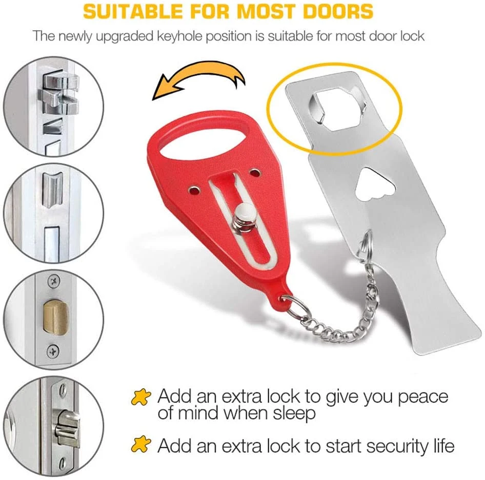 Stainless Steel Apartment Home School Traveling Security Padlock Portable Hotel Door Lock