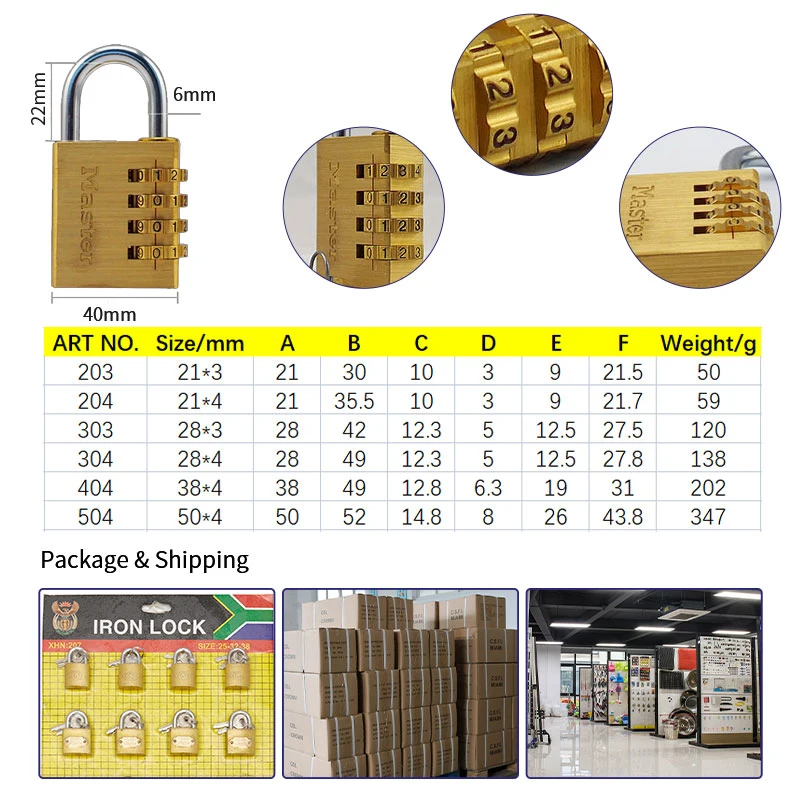 Custom Top Security Padlock High Safety Padlocks Keyed Alike Small Mini Combination Copper Brass Padlock