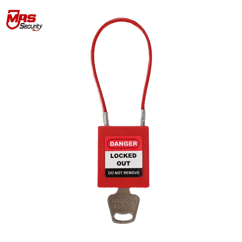 175mm Cable Shackle Security Padlocks with Key Red Plastic Safety Padlock