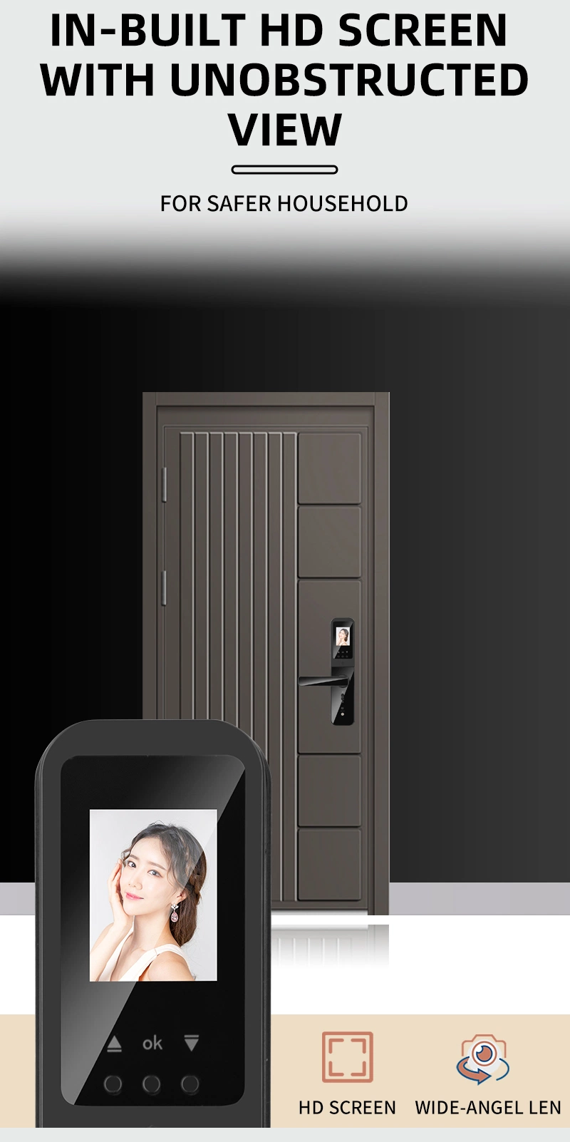Wholesale Apartment Safe Tuya WiFi Door Camera Smart Lock with HD Screen