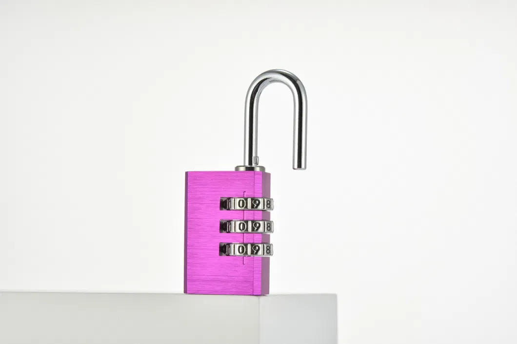 Purple Aluminium Alloy Combination Padlock 3 Digit Code Lock Safety Padlock