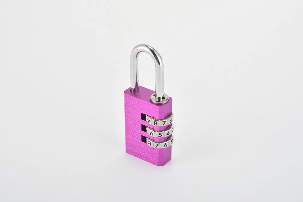 Purple Aluminium Alloy Combination Padlock 3 Digit Code Lock Safety Padlock