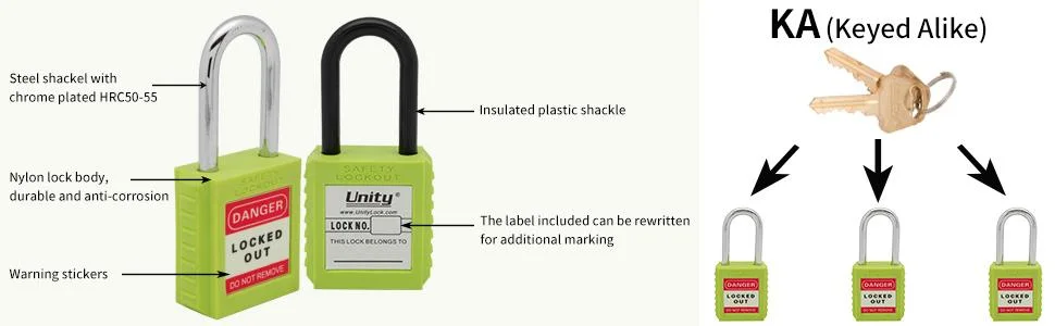 Keyed Alike Safety Padlocks with Nylon Body for Industrial Lockout