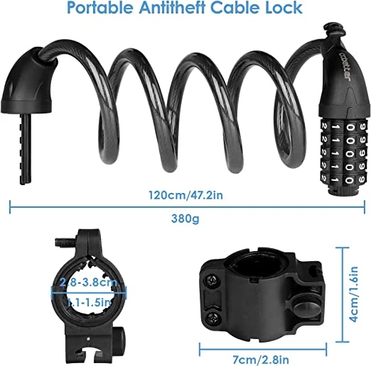 Universal Protective Bike Locking Steel Cable Chain Anti-Theft Lock