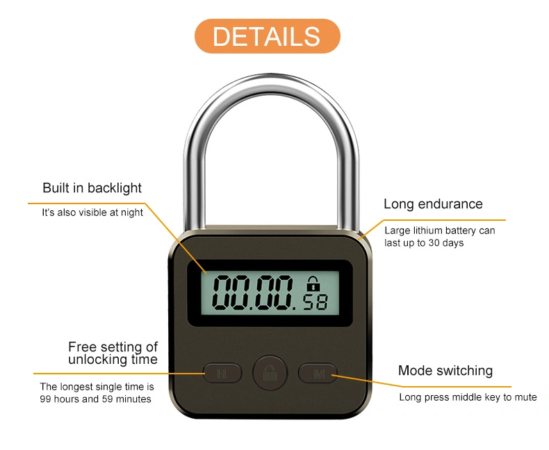 Safety Electronic Uncharged Smart Intelligence Electric Security Door Metal Timer Padlocks