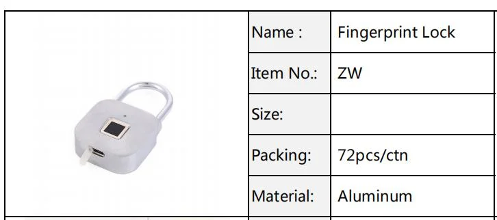 Aluminum Wholesale Fingerprint Padlock Top Security Locks