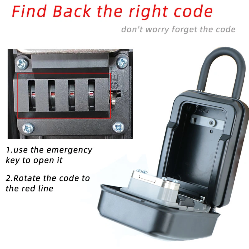 Outdoor Wall Amount Waterproof Metal Lockbox Safe Key Lock Box with Emergency Key