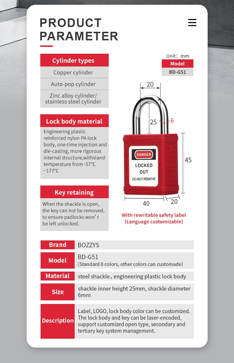 Ultra Short 25mm Steel Shackle and Nylon Body Safety Padlock