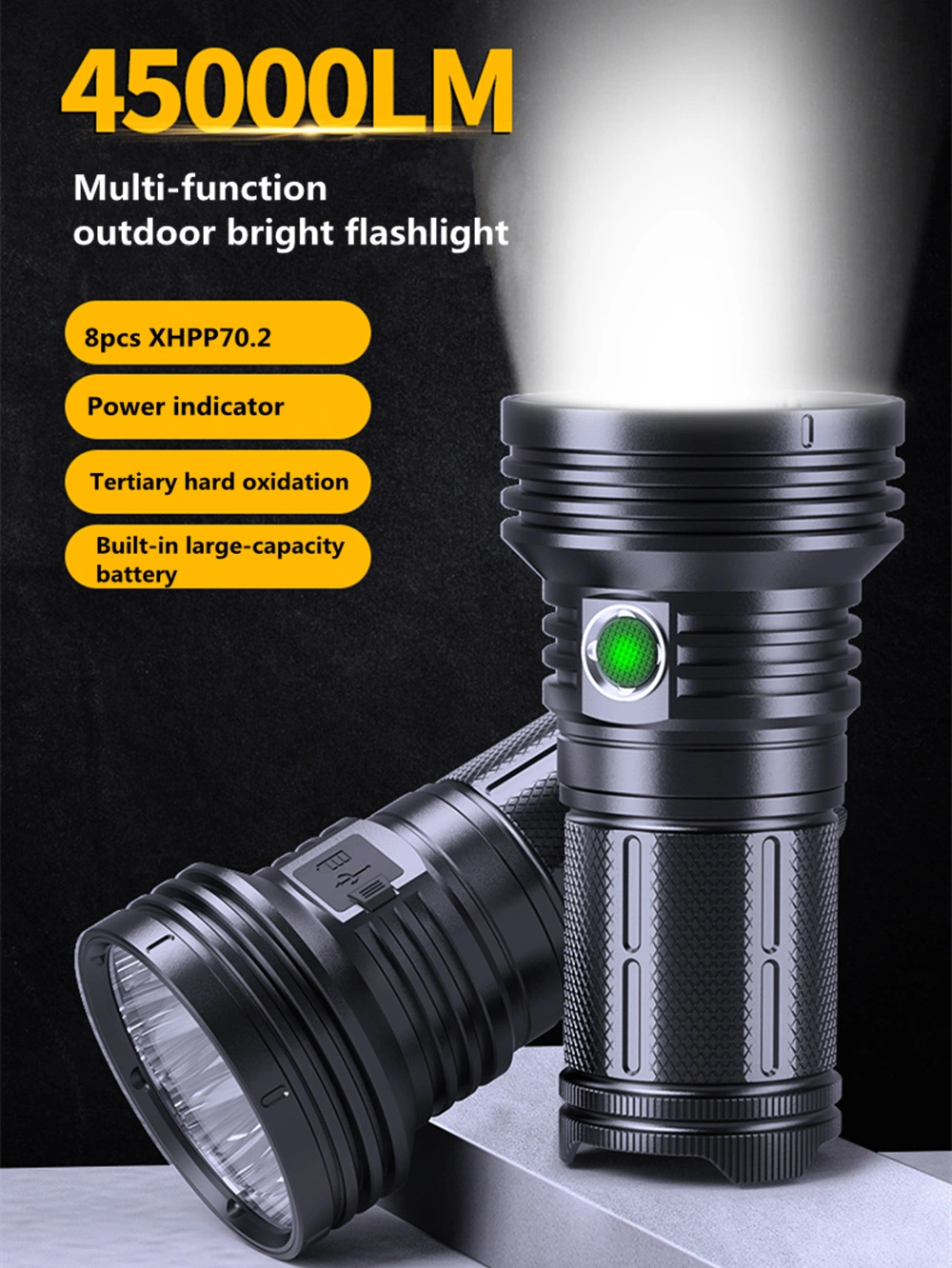 Helius 45000 Lumens 8*P70 Beads Wine Appraisal Child Safety Lock LED Flashlights