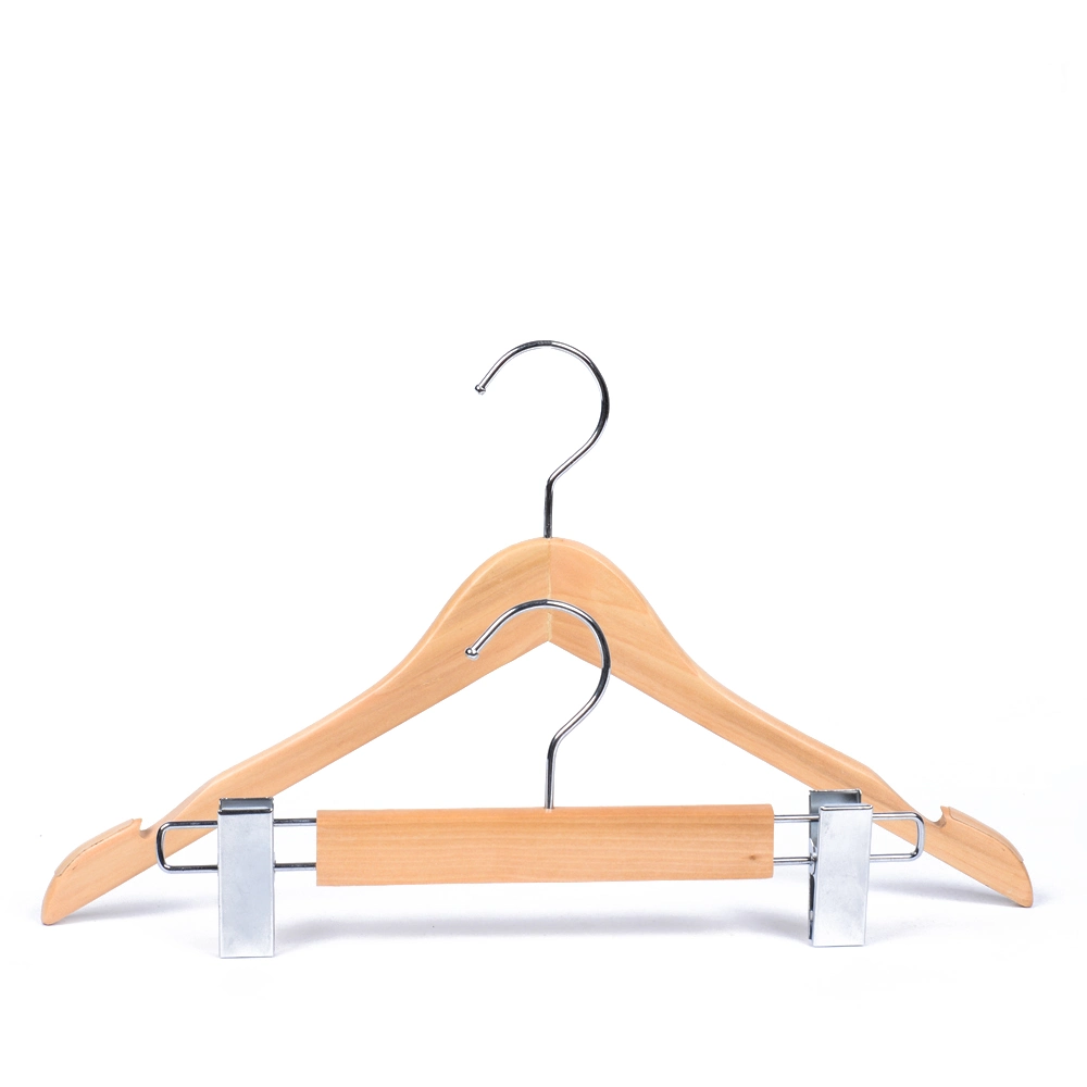 Wholesale Personalized Natural Wooden Coat Hanger with Pants Hanger Set for Shop