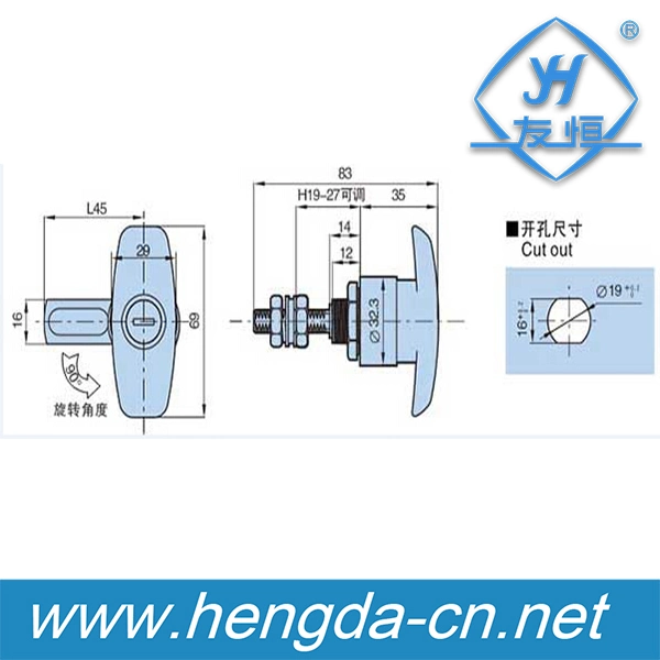 High Quality Cabinet Door Cam T Handle Lock Compression Latch (YH9680)