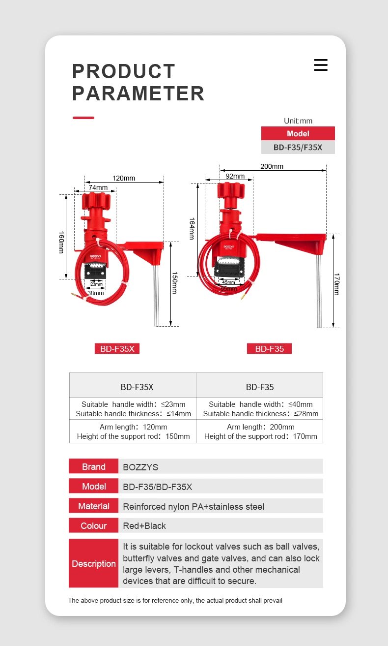 Universal Valve Lockout to Lockout Various Kinds of Ball Valves of Varying Sizes