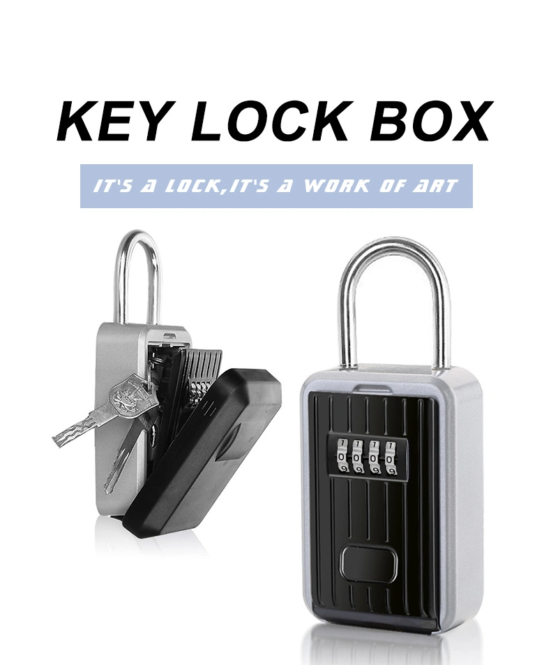 Waterproof Portable Large Capacity Black Aluminum Alloy Safe Key Storage Lock Box with Handle