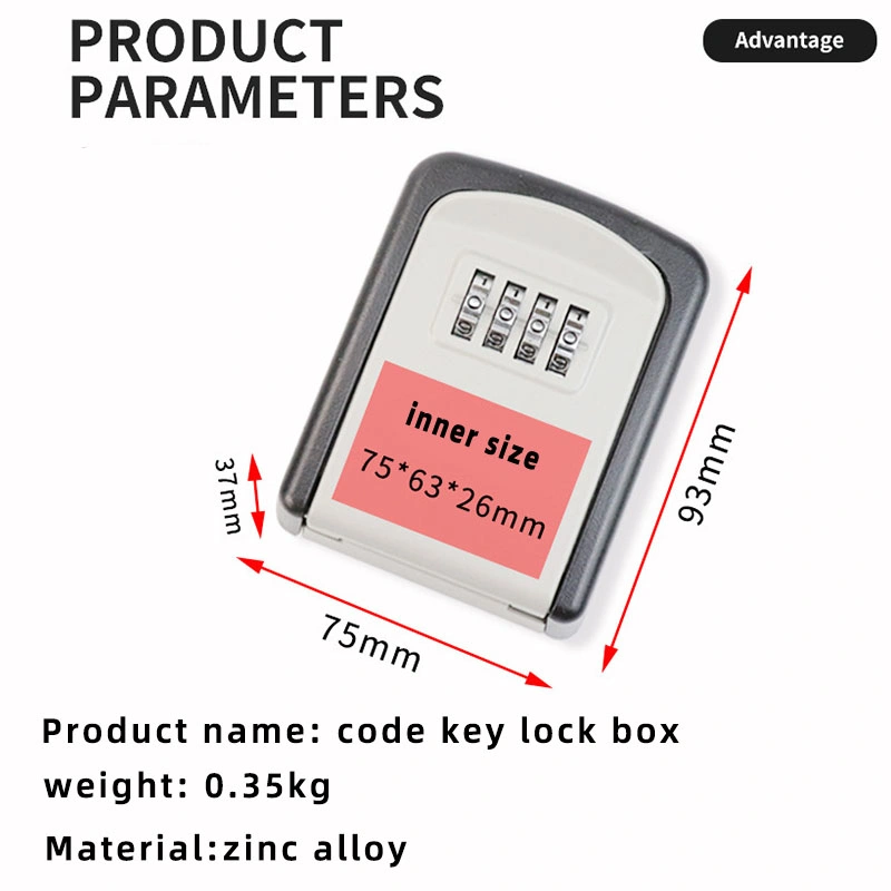 Removable Cable Shackle Waterproof Indoor Outdoor 4 Digit Combination Resettable Code Lockbox