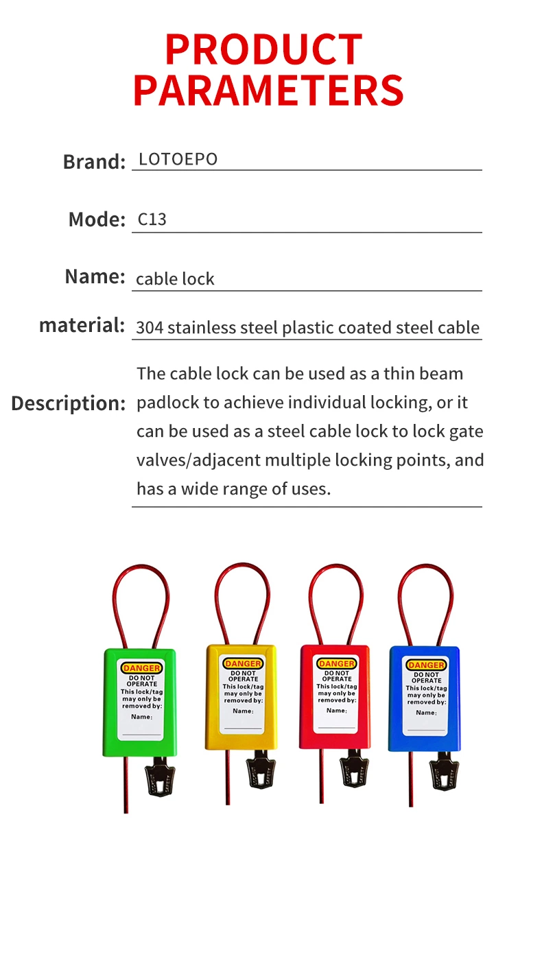 Hand-Held Safety Insulation Adjustable Cable Lockout Device with Adjustable Cable Lockout