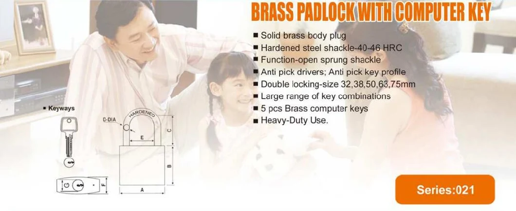 GS0021 Brass Padlock with Computer Key, Top Security Brass Padlock