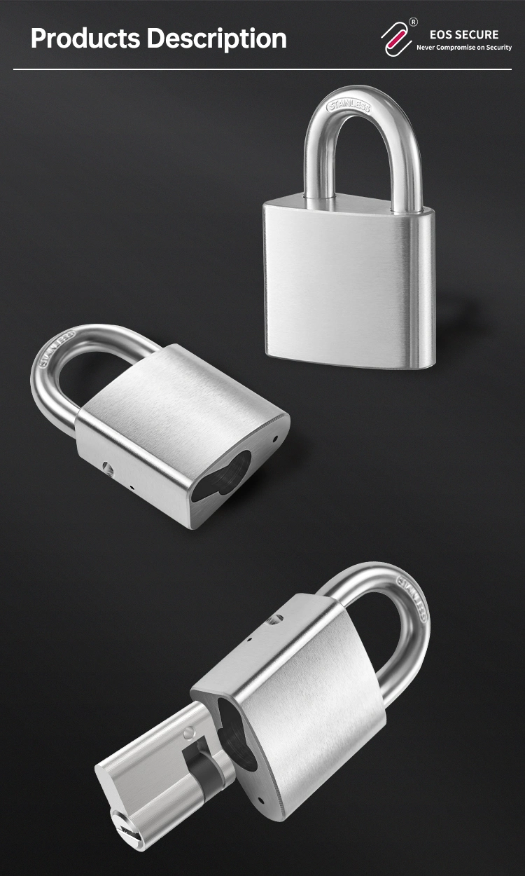 Adjustable Cam Half Security Lock Cylinder Stainless Steel Shackle European Profile Brass Padlock