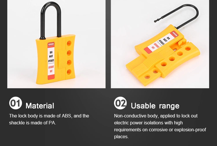 High Quality Factory Direct Nylon Insulation Lockout Hasp with 4 Locks Yellow Master